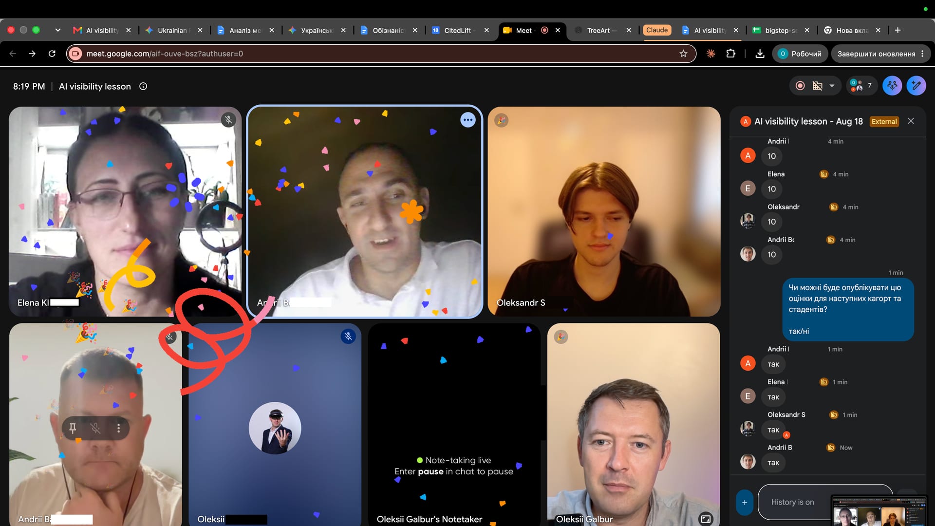 Святкування завершення першого потоку AI Visibility School